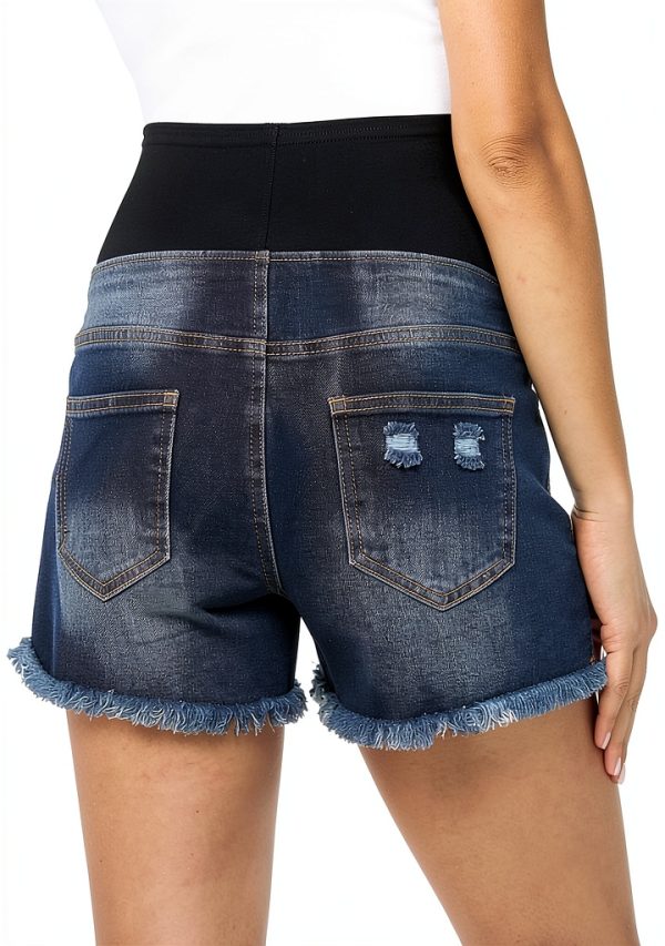 Foucome Maternity Denim Shorts 31 Dark Blue Small Stretch Comfort Fit-2