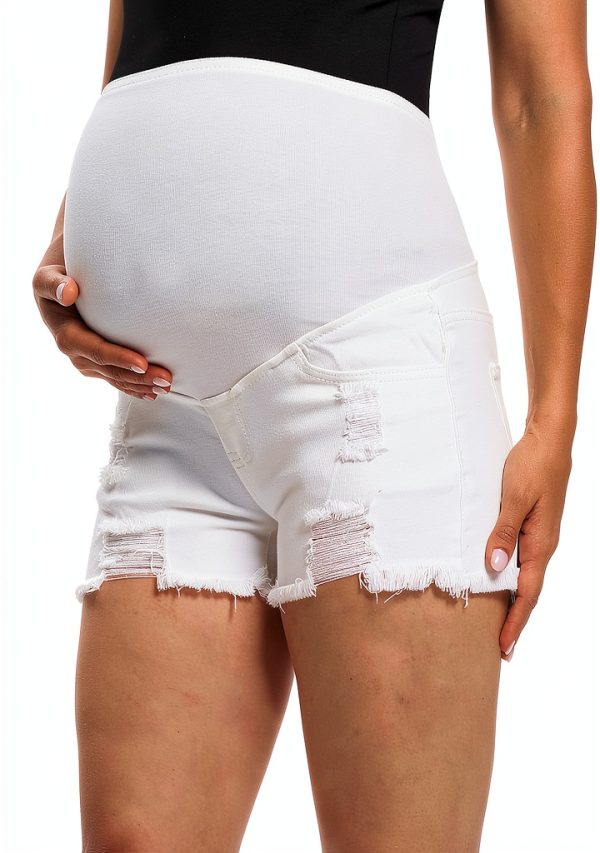 Foucome Maternity Denim Shorts 31 Dark Blue Medium Stretch Fit-3