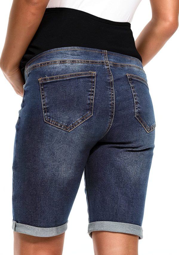 Maternity Denim Shorts Foucome High‑Rise Soft Stretch Denim 5‑Pocket-1