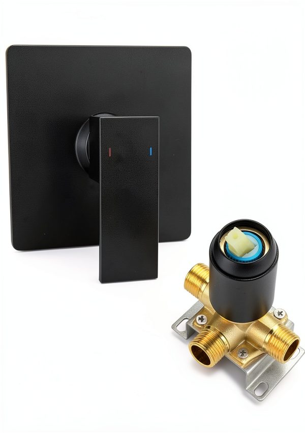 Bathroom Shower Valve Trim Kit COXOVAY Matte Black Brass-0