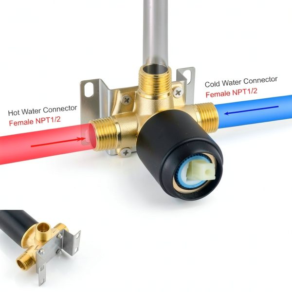 Bathroom Shower Valve Trim Kit COXOVAY Matte Black Brass-4
