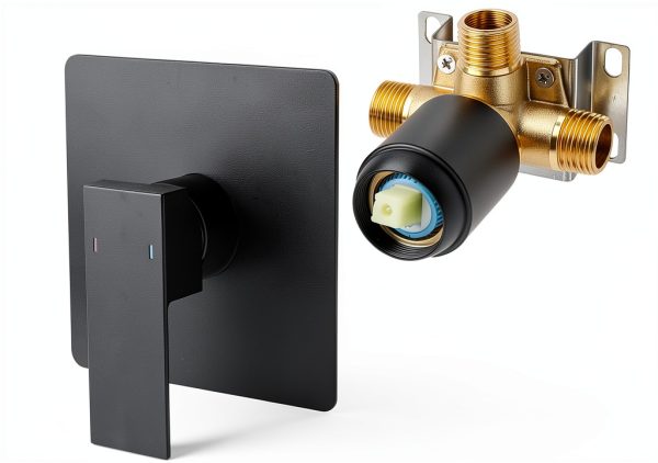 Bathroom Shower Valve Trim Kit COXOVAY Matte Black Brass-6