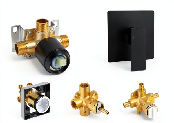 Bathroom Shower Valve Trim Kit COXOVAY Matte Black Brass-1