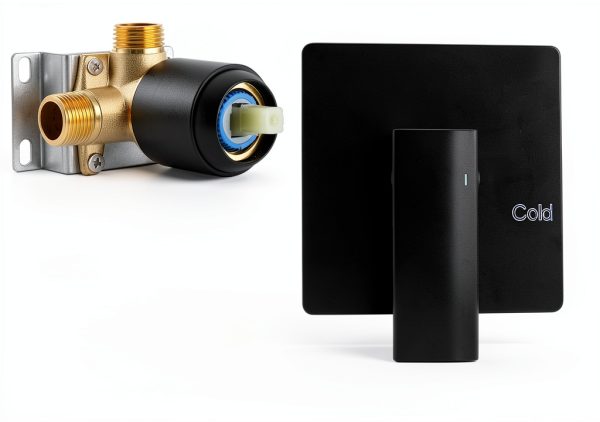 Bathroom Shower Valve Trim Kit COXOVAY Matte Black Brass-3