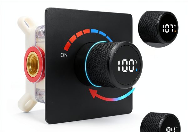 Digital Display Shower Valve Backnets Matte Black Single Function-2