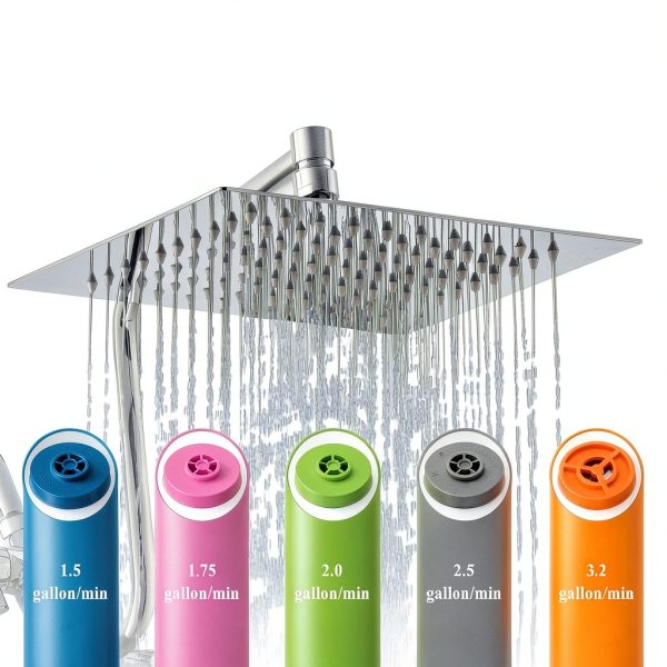 Shower Flow Reducer YDmeet 5-Piece Set with 1/2" Adapter, 1.5-3.2 GPM-5