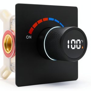 Digital Display Shower Valve Backnets Matte Black Single Function-0