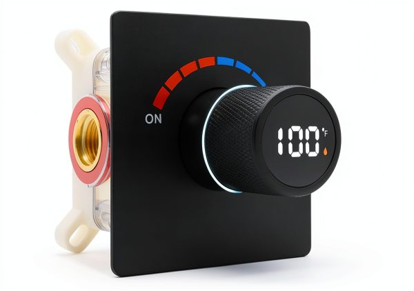 Digital Display Shower Valve Backnets Matte Black Single Function-0
